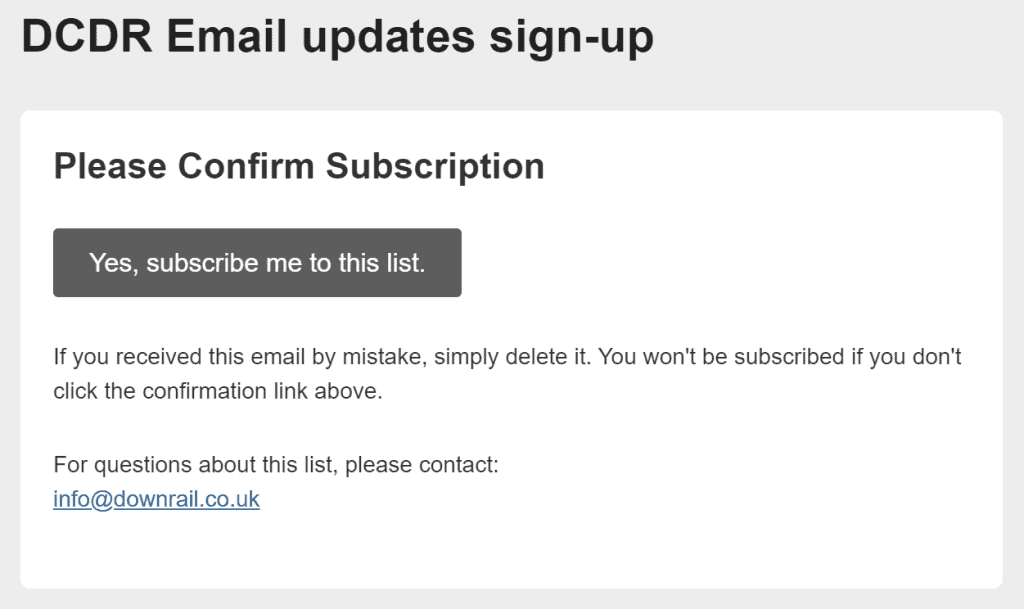 A preview of the confirmation email you will be sent after submitting your contact details on this page.